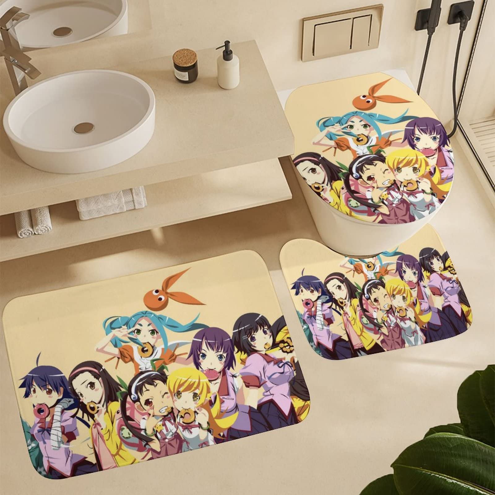 Amazon | トイレマット 3点セット アニメ 化物語 バスマット 足元